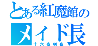 とある紅魔館のメイド長（十六夜咲夜）