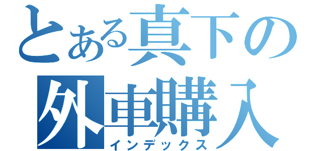 とある真下の外車購入（インデックス）