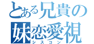 とある兄貴の妹恋愛視（シスコン）