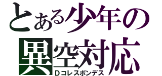 とある少年の異空対応（Ｄコレスポンデス）