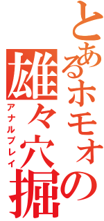 とあるホモォの雄々穴掘（アナルプレイ）