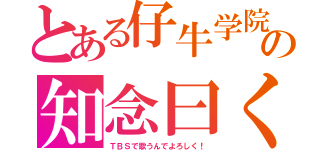 とある仔牛学院の知念曰く（ＴＢＳで歌うんでよろしく！）