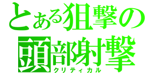 とある狙撃の頭部射撃（クリティカル）