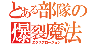 とある部隊の爆裂魔法（エクスプロージョン）