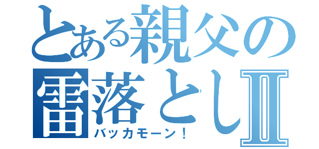 とある親父の雷落としⅡ（バッカモーン！）