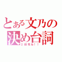 とある文乃の決め台詞（２回死ね！！）