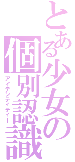 とある少女の個別認識Ⅱ（アイデンティティー）