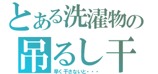 とある洗濯物の吊るし干（早く干さないと・・・）