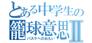 とある中学生の籠球意思Ⅱ（バスケへのおもい）