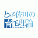 とある佐川の育毛理論（生えない髪の毛）