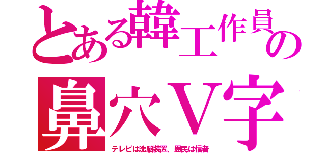 とある韓工作員の鼻穴Ｖ字（テレビは洗脳装置、愚民は信者）