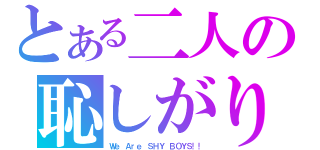 とある二人の恥しがり（Ｗｅ Ａｒｅ ＳＨＹ ＢＯＹＳ！！）