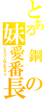 とある　鋼　の妹愛番長（シスコンばんちょう）