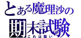 とある魔理沙の期末試験（これは酷い）