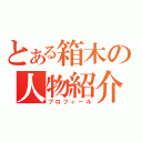 とある箱木の人物紹介（プロフィール）