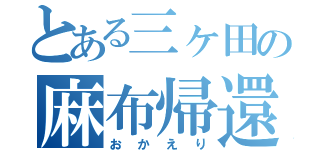 とある三ヶ田の麻布帰還（おかえり）