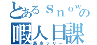 とあるｓｎｏｗの暇人日課（馬鹿ラリー）