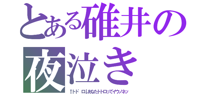 とある碓井の夜泣き（↑トト゛ロ↓あなたトトロってイウノネッ）