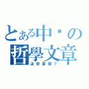 とある中珩の哲學文章（這麼憂鬱？）