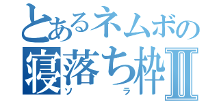 とあるネムボの寝落ち枠Ⅱ（ソラ）