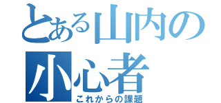 とある山内の小心者（これからの課題）