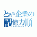 とある企業の記憶力順位（アニメキャラランキング）