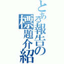 とある報告の標題介紹（）