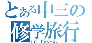 とある中三の修学旅行（ｉｎ Ｔｏｋｙｏ．）