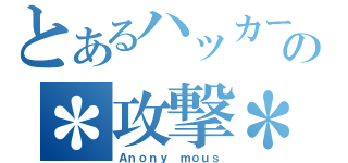 とあるハッカーの＊攻撃＊（Ａｎｏｎｙ ｍｏｕｓ）