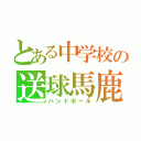 とある中学校の送球馬鹿（ハンドボール）