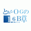 とあるＯＧの１６Ｂ草（銀帯で帰ってった）