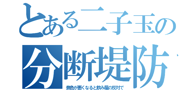 とある二子玉の分断堤防（景色が悪くなると飲み屋の反対で）