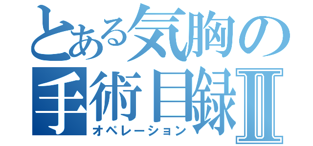 とある気胸の手術目録手術目録Ⅱ（オペレーション）