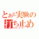 とある実験の打ち止め（ラストオーダー）