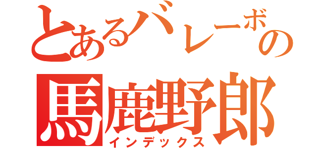 とあるバレーボールの馬鹿野郎（インデックス）