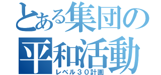 とある集団の平和活動（レベル３０計画）