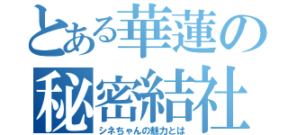 とある華蓮の秘密結社（シネちゃんの魅力とは）