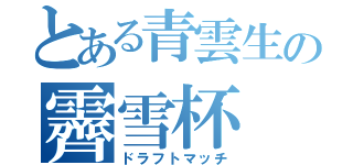 とある青雲生の霽雪杯（ドラフトマッチ）