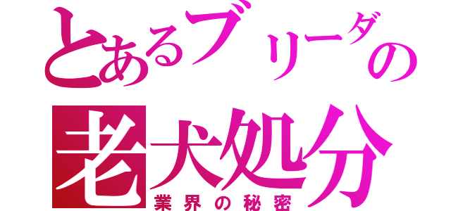 とあるブリーダの老犬処分（業界の秘密）