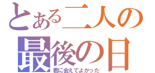 とある二人の最後の日（君に会えてよかった）