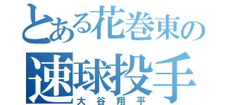 とある花巻東の速球投手（大谷翔平）