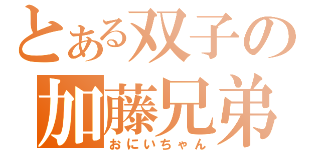 とある双子の加藤兄弟（おにいちゃん）