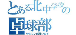 とある北中学校の卓球部（やさしい部長います）