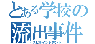 とある学校の流出事件（スピルインシデント）