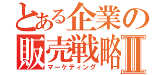 とある企業の販売戦略Ⅱ（マーケティング）