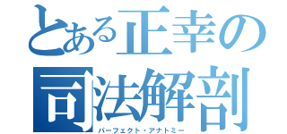 とある正幸の司法解剖（パーフェクト・アナトミー）