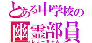 とある中学校の幽霊部員（しょーちゃん）