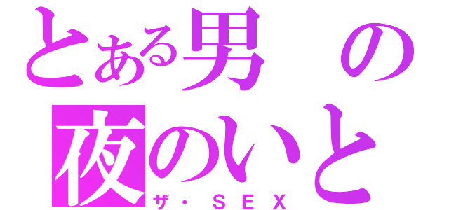 とある男の夜のいとなみ（ザ・ＳＥＸ）