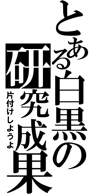 とある白黒の研究成果（片付けしようよ）