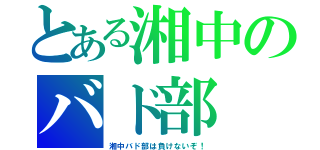 とある湘中のバド部（湘中バド部は負けないぞ！）